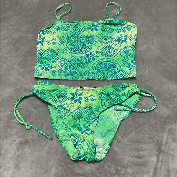 No Boundaries Green Leaf Print Bikini - Picture 1 of 6
